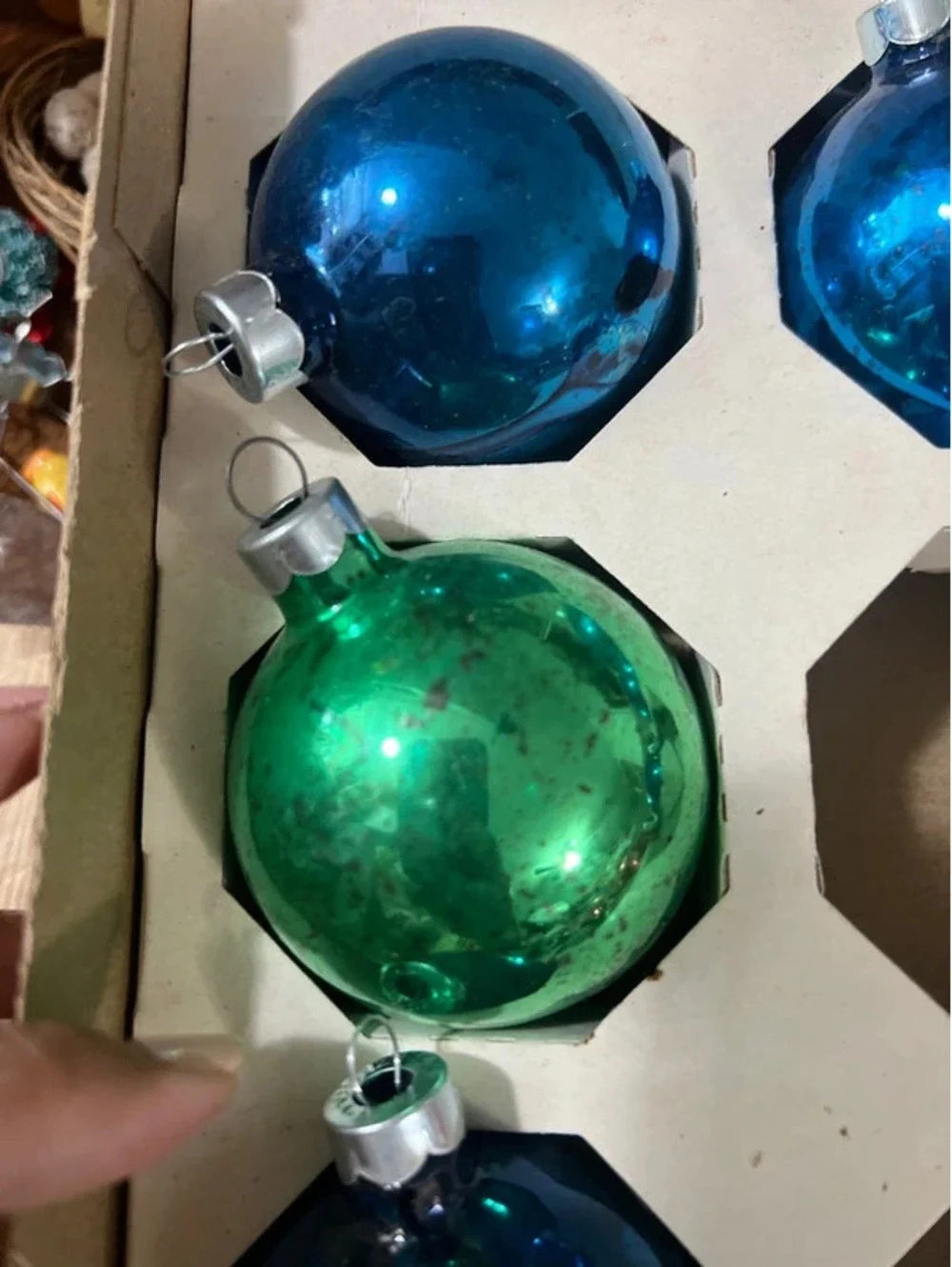 American made glass Christmas Ornaments, Sears Roebuck